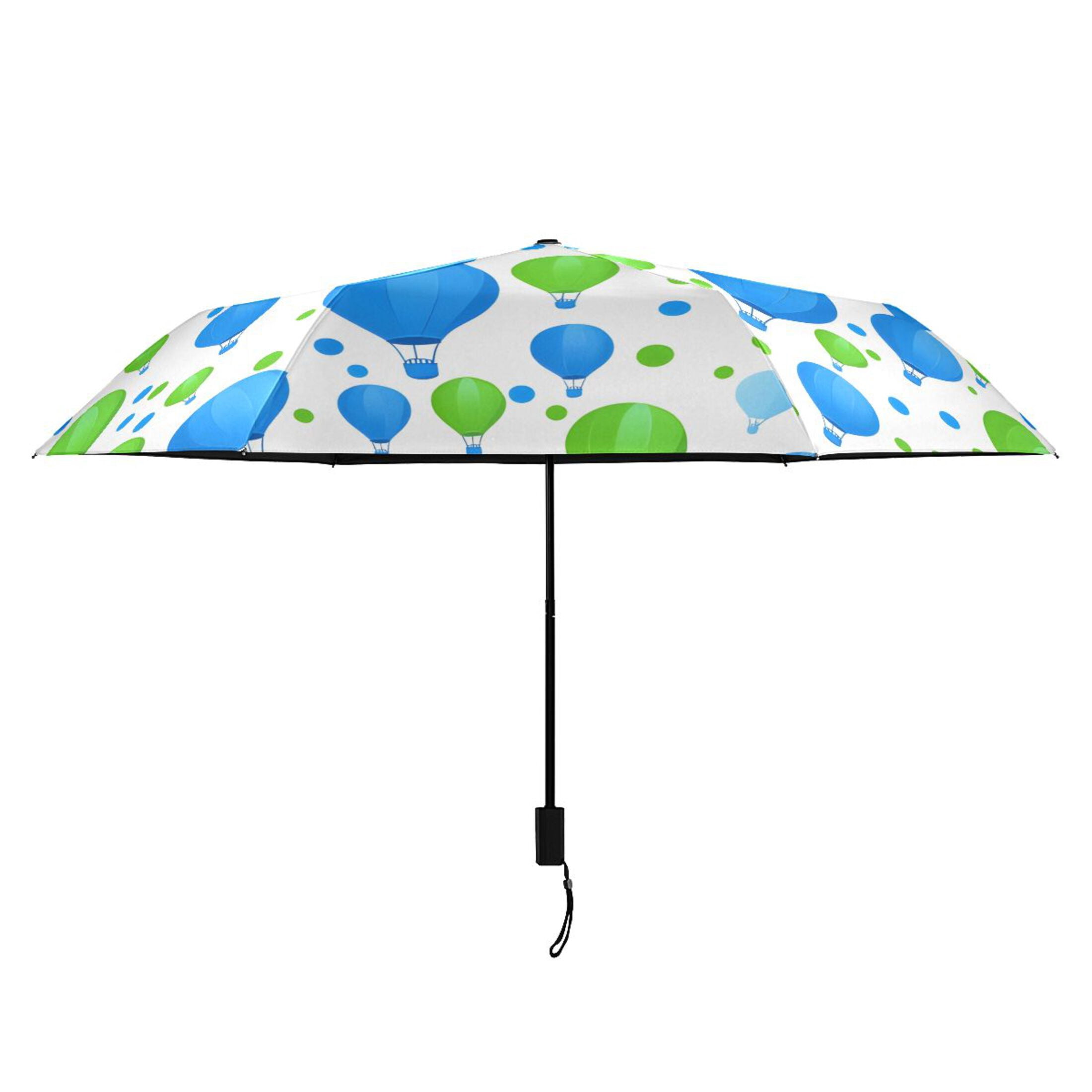 Blue Green Balloon Compact Sun Umbrella Windproof Travel Umbrellas for Rain Strong Portable UV Protection