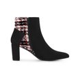 thumbnail image 3 of BLISSFUL STEP Women's Pointed Toe Plaid Block Heels Ankle Boots Black 6, 3 of 7