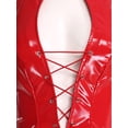 thumbnail image 4 of TiaoBug Women's Faux Leather Cropped Tank Top Sleeveless Front Lace-up Backless Bodycon Crop Tops Clubwear Red 3XL, 4 of 8