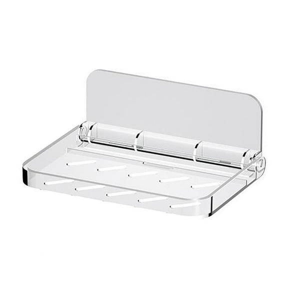 SPOORYYO Clear Acrylic Floating Shelf with Foldable Design for Wall-Mounted Organization of Cosmetics and Bathroom Essentials