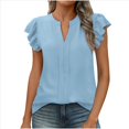 thumbnail image 1 of Camiseta de Corta con Cuello en V y Mangas de Hoja de para Mujer, Color Azul , Talla L, 1 of 9