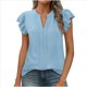 thumbnail image 1 of Camiseta de Corta con Cuello en V y Mangas de Hoja de para Mujer, Color Azul , Talla L, 1 of 9