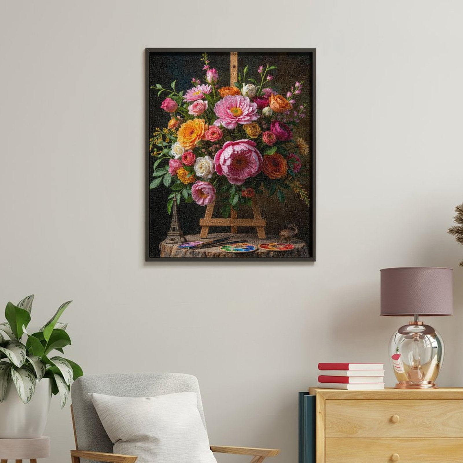Paint By Numbers Kit for Adults Beginner - DIY Floral Art Bouquet With Easel Canvas Painting Kits for Adults, Frameless Paint By Number for Adults for Home Wall Decor 16x20 Inch