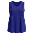 thumbnail image 4 of TGSLY Women's Plus Size Pleats Tank Tops V Neck Basic Solid Color Sleeveless Vest Casual Flowy Summer A-Line Swing Hem Blouses XXXXXL, 4 of 8