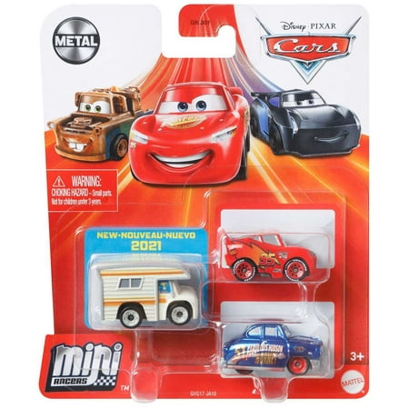 Disney and Pixar Cars Mini Racers 3-Pack Metal Vehicles, For Kids Age 3 Years Old & Up