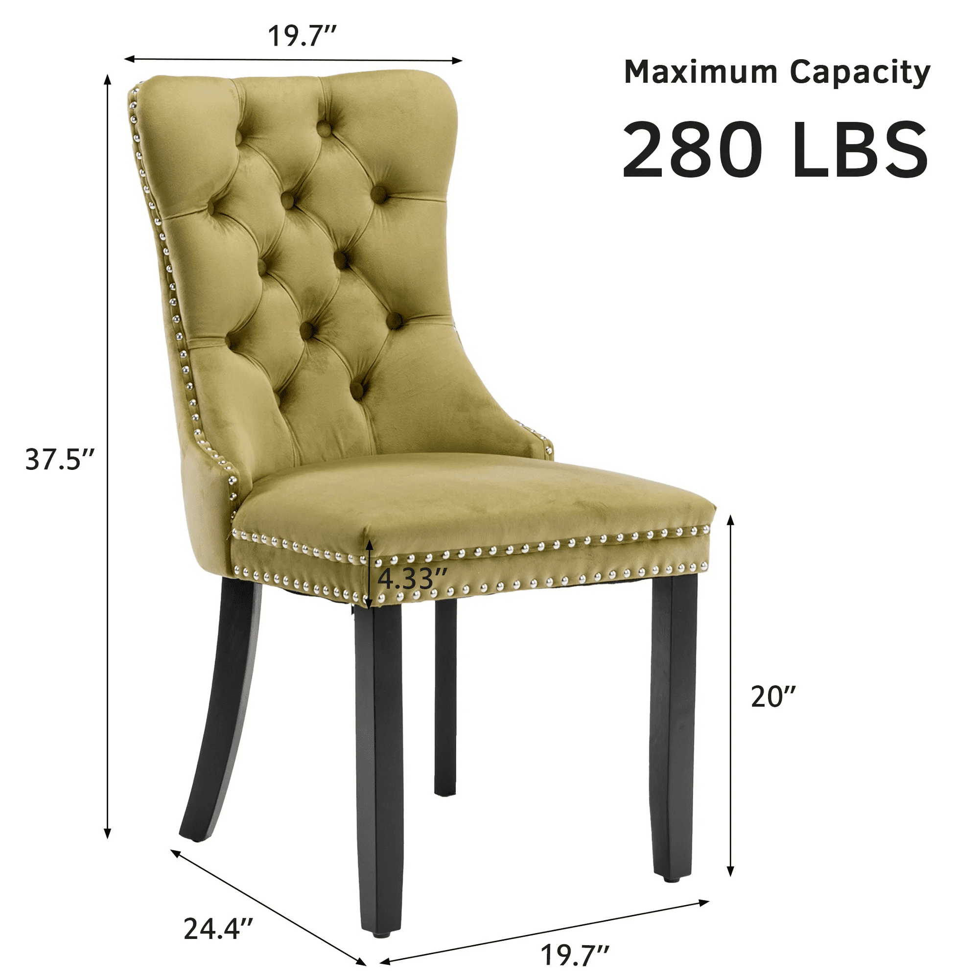 Dining Chairs Set of 2, Upholstered High-End Tufted Dining Room Chair with Back Ring and Nailhead Trim, Modern Velvet Kitchen Chairs with Solid Wood Legs for Kitchen, Home,Olive-Green