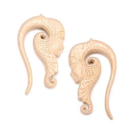 Hand Carved Organic Plug - Body Candy Womens Ear Plug Gauges Organic Hand Carved Wood Forest Nymph Hanger Plugs Stretched Ears 0G