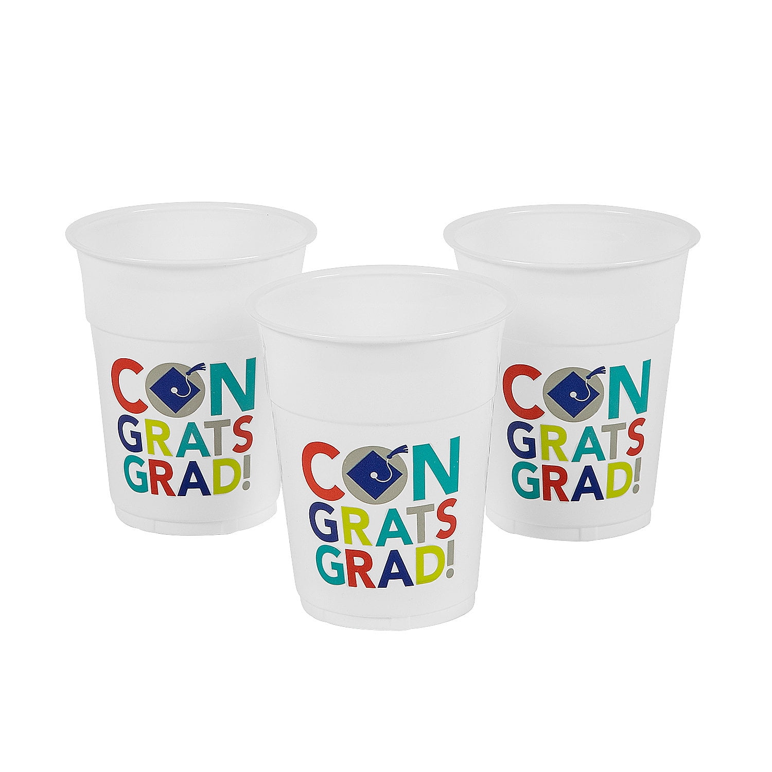 Bright Grad Plastic Cups, Party Supplies, Graduation, 50 Pieces