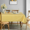 thumbnail image 2 of Checkered Vinyl Rectangle Tablecloth, 60 x 120 Inch, 100% Waterproof Oil Proof Spill Proof PVC Table Cloth, Wipe Clean Table Cover for Dining Table, Buffet Parties, Yellow and White, 2 of 6