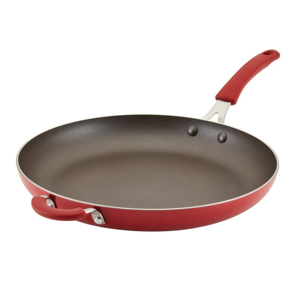 Rachael Ray 14” Oven Safe Nonstick Aluminum Frying Pan, Red