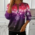 thumbnail image 2 of Christmas Clothes for Women 1/4 Zip Pullover Graphic Crewneck Sweatshirt Snowflakes Xmas Holiday Tops Loose (S, Purple), 2 of 5