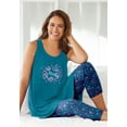 thumbnail image 4 of Dreams & Co. Plus Size Scoopneck Tank & Capri Legging PJ Set, 4 of 6