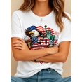 thumbnail image 3 of Women's Crew Neck Summer Tee USA 250th Anniversary Patriotic Print Regular Fit Top, 3 of 8