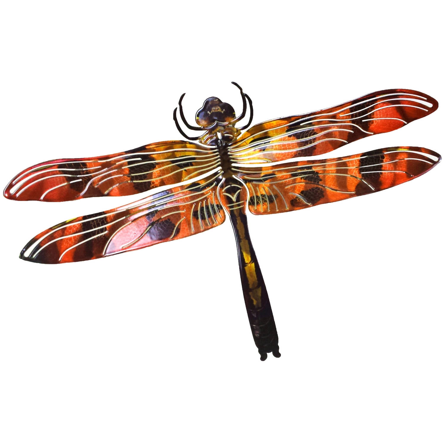 3d Large Dragonfly Orange Metal Wall Art By Next
