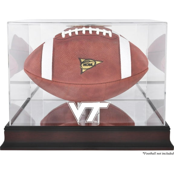 Virginia Tech Hokies Mahogany Base Team Logo Football Display Case with Mirror Back