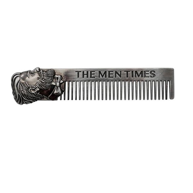 MasteelfCA 1pc Stainless Steel Beard Comb Hair Styling Comb Goatee Style Design for Men