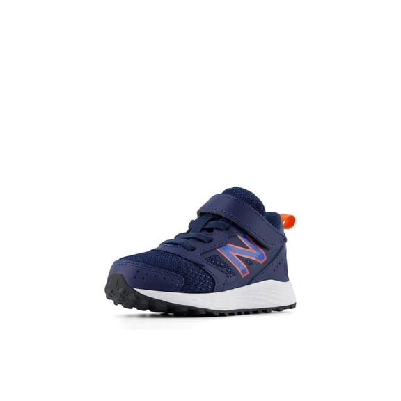 New Balance Kids Fresh Foam 650 V1 Bungee Lace with Top Strap Running Shoe, Nb Navy/Blue Oasis/Team Orange, 3 US Unisex Little