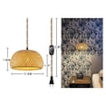 thumbnail image 2 of 2X Plug in Pendant Light Hanging Lamp with Switch Rope Cord Bamboo Lampshade Wicker Rattan Lights US, 2 of 7