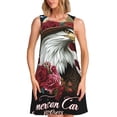 thumbnail image 1 of Balery Eagle With Hat And Roses Vestidos de verano para mujer con estampado: vestido holgado sin mangas, vestido playero informal y cómodo para días calurosos., 1 of 7