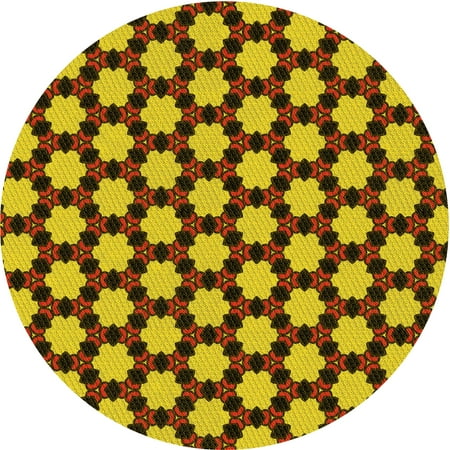 

Ahgly Company Indoor Round Patterned Deep Yellow Area Rugs 4 Round