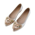 thumbnail image 1 of 1 Paire de Mocassins pour Femmes avec Strass, Réutilisables et Lavables pour Fête d'Été, Chaussures Plates pour Filles, Chaussures de Ballet Argent Taille 45, 1 of 9