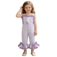 thumbnail image 4 of JAJAHO Girls Easter Bunny Overalls Kids Toddlers Girl Clothes Rabbit Embroidery Plaid Flared Cropped Jumpsuit Holiday Outfit 6M-5Y Stylish Onesie, 4 of 5