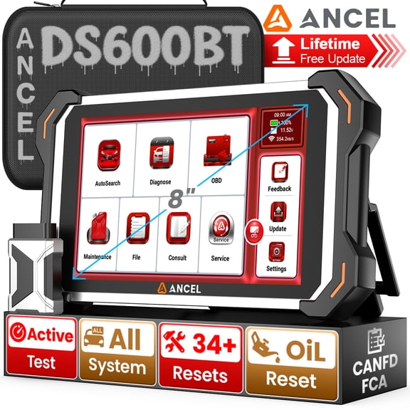 ANCEL DS600 BT All System Car Diagnostic Scan Tool OBD2 Scanner Car Diagnostic Scanner with 34  Maintenance Service, FCA AutoAuth, CANFD&DOIP, Lifetime Free Update