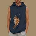 thumbnail image 4 of Men's Sleeveless Hoodie with Pet Pouch Pocket, Kangaroo Carrier, Drawstring Hood, Casual Pullover Sweatshirt Vest for Small Dog/Cat Outdoors, 4 of 5