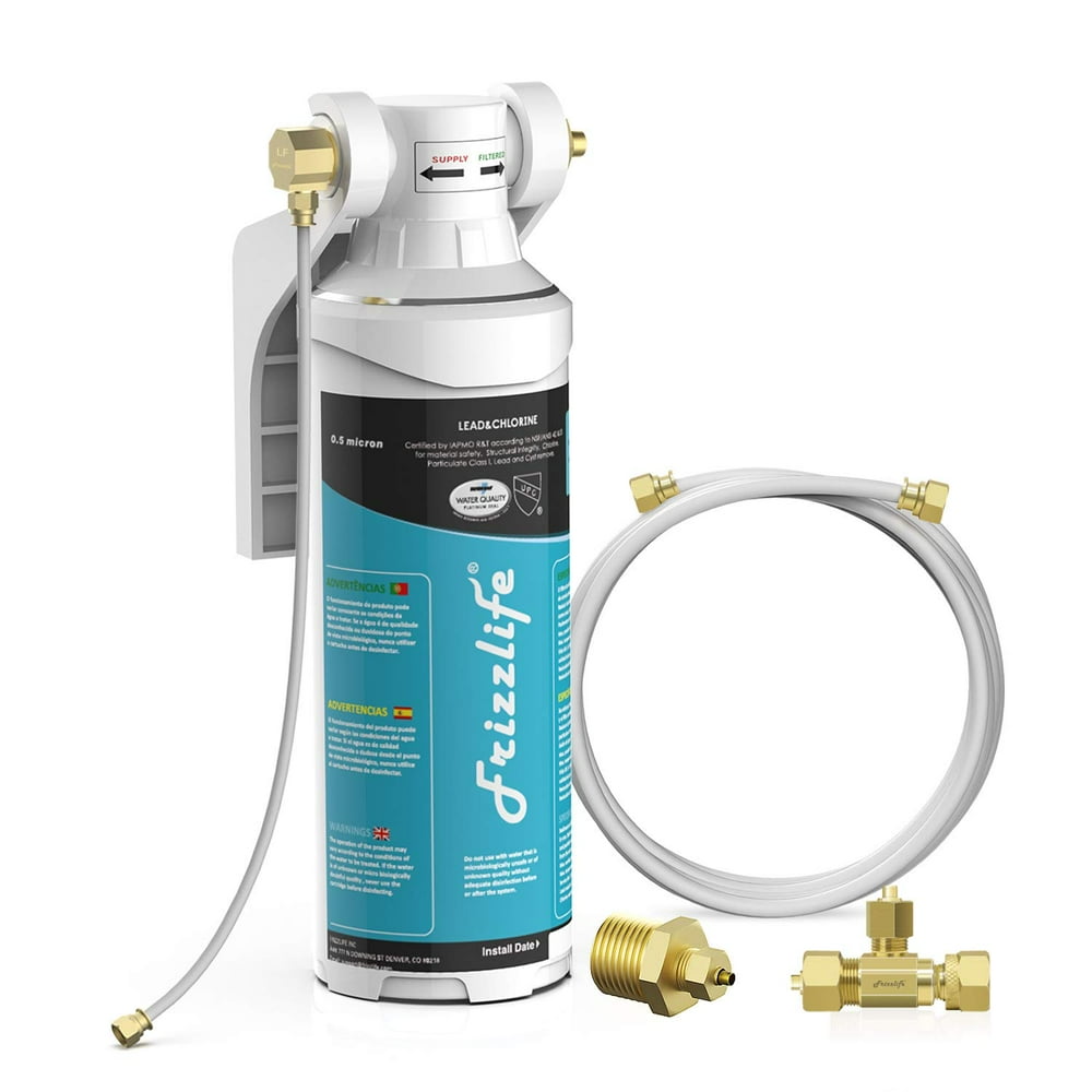 Frizzlife Inline Water Filter System for Refrigerator, Ice Maker, Under