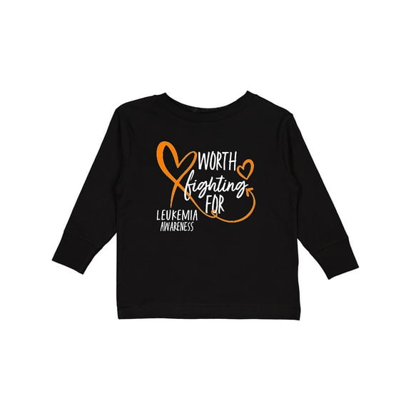 Inktastic Worth Fighting For Leukemia Awareness Orange Heart Boys or Girls Long Sleeve Toddler T-Shirt