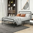 thumbnail image 2 of Metal Bed Frame Queen Size Platform No Box Spring Needed with Vintage Headboard and Footboard Premium Steel Slat Support/Black, 2 of 5