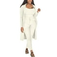 thumbnail image 3 of Grianlook Women Lounge Set Long Sleeve Jacket+Pant+Cami Top V Neck 3 Pieces Outfit Ladies Casual Fall Outfits Comfy Elastic Waist White S, 3 of 3