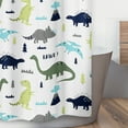 thumbnail image 3 of Sweet Jojo Designs Mod Dinosaur Navy Blue, Turquoise, Lime Green, Olive Green, Grey and White Fabric Shower Curtain 72x72, 3 of 5