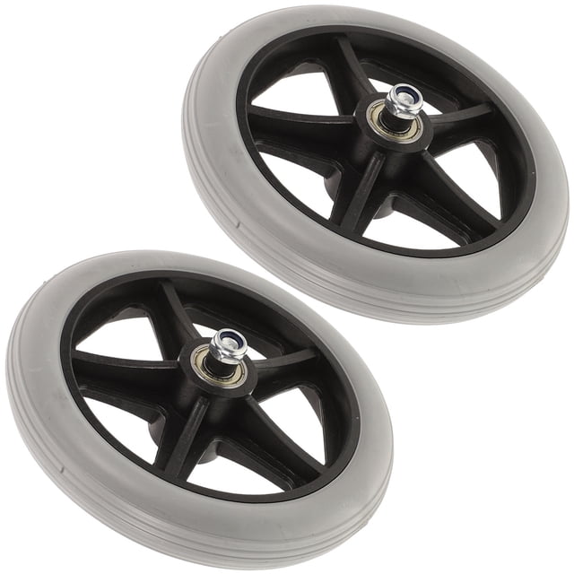 HAMPPLIES 2 Pcs Roues de Remplacement pour Poussette Roues avant de Fauteuil Roulant en Caoutchouc Gris -Directionnel