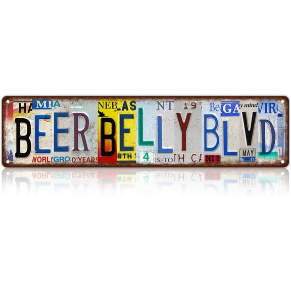 Vintage Beer Belly Blvd Wall Decor Street Signs Metal Tin Signs 16 x 4 Inches