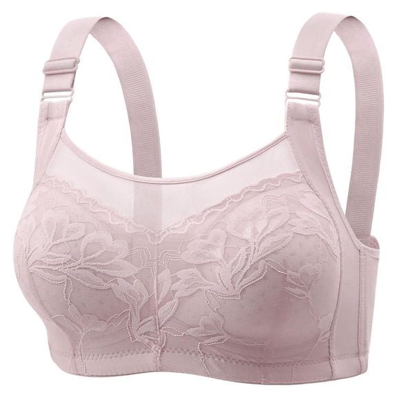 WDDDD Women's Full Coverage Wireless T Shirt Bra for Large Bust Light Pink 36