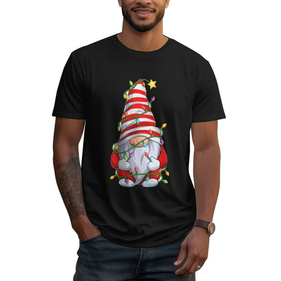 Gnome Christmas Mens 100% Cotton Short Sleeve T-Shirt 180g Round Neck Casual Fashion T-Shirt
