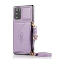 thumbnail image 4 of Wallet Case for Galaxy S20 Ultra, Detachable Crossbody Lanyard Strap PU Leather+Soft TPU Bumper Magnetic Clasp Back Flip Credit Card Slot Kickstand Cover for Samsung Galaxy S20 Ultra, Purple, 4 of 5