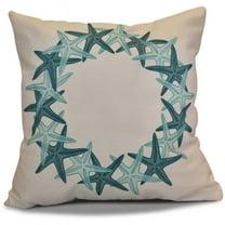 Simply Daisy 16" x 16" Starfish Wreath Geometric Print Pillow, Teal