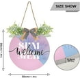 thumbnail image 3 of Welcome Sign with Wreath for Front Door, Rustic Round Hanging Welcome Sign, Wall Housewarming Gift for Home 11.8in, Pink Summmer Home Decor, 3 of 7