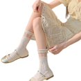 thumbnail image 1 of Japanese Women Elegant Flower Embossed Ankle Socks JK Girl Student Sheer Mesh Spliced Ruffle Frilly White Socks floret, 1 of 6
