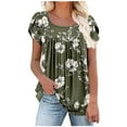 thumbnail image 2 of Uaswgudfs Trendy Women Blouses Summer Tops Casual Short Sleeve Geometric Pattern Blouse with Asymmetric Hem, Relaxed Fit, Breathable for Spring/Summer Wear, 2 of 5
