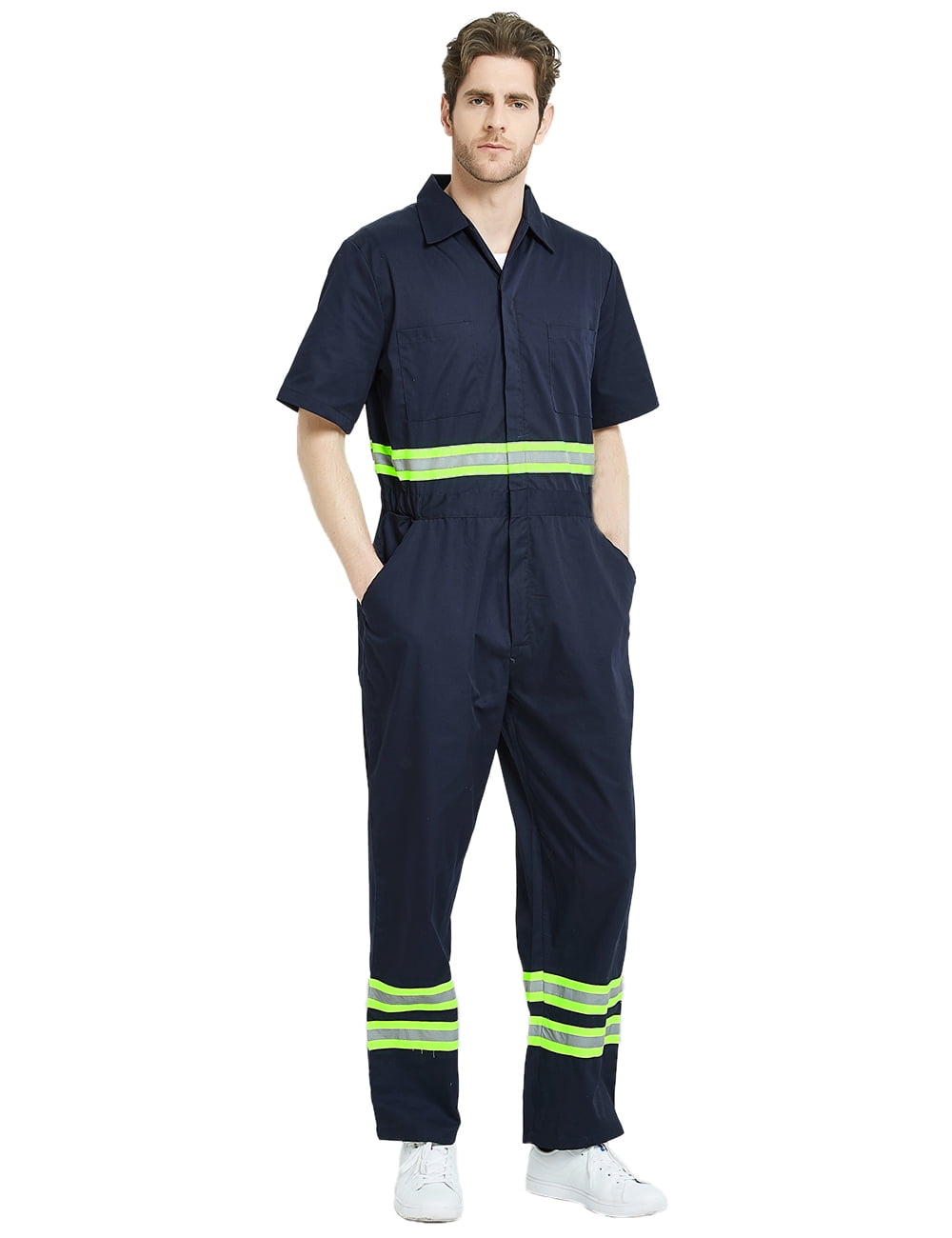 MENS ORANGE BOILER SUIT WORKWEAR MECHANIC COVERALL SAFETY PROTECTIVE REFLECTIVE 