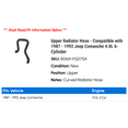 thumbnail image 2 of Upper Radiator Hose - Compatible with 1987 - 1992 Jeep Comanche 4.0L 6-Cylinder 1988 1989 1990 1991, 2 of 2