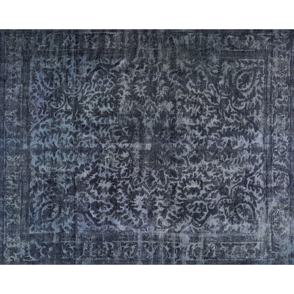 Ahgly Company Indoor Rectangle Contemporary Dark Slate Blue Abstract Area Rugs, 8' x 10'