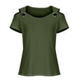 thumbnail image 4 of Up to 65% off Xunlbb Women's Fashion Clothing 2024 Women's Fashion Casual Solid Color Shoulder Leakage Short Sleeve Pullover Short Sleeve Top Womens Trendy Tops, S-2XL, 4 of 6