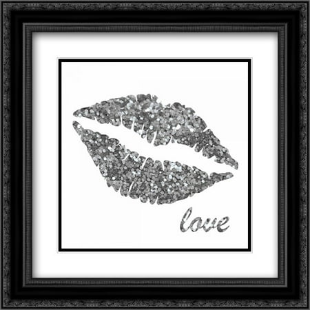 206 Matt - Glitter Lips Sq II 2x Matted 20x20 Black Ornate Framed Art Print by Harbick, N.