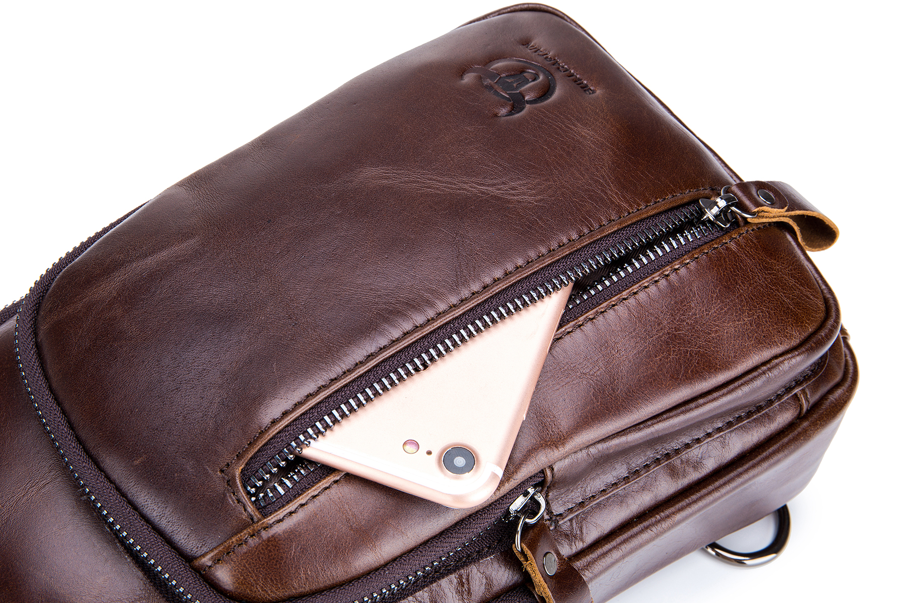 Sling Bag, BULLCAPTAIN Leather Chest Bag Crossbody Shoulder Business Backpack Outdoor Daypack