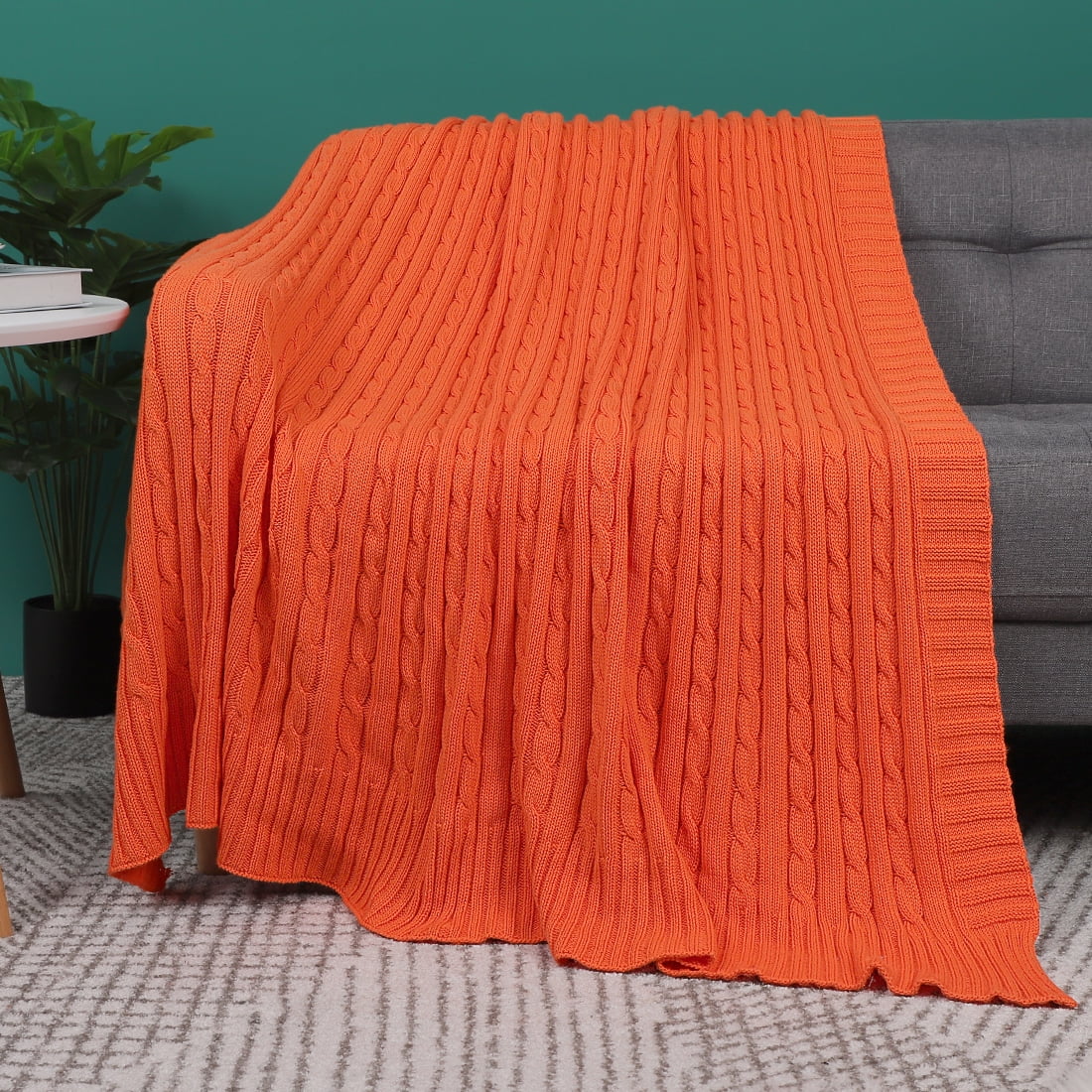 PiccoCasa 100 Cotton Knitted Blanket Soft Lightweight Throw Blanket