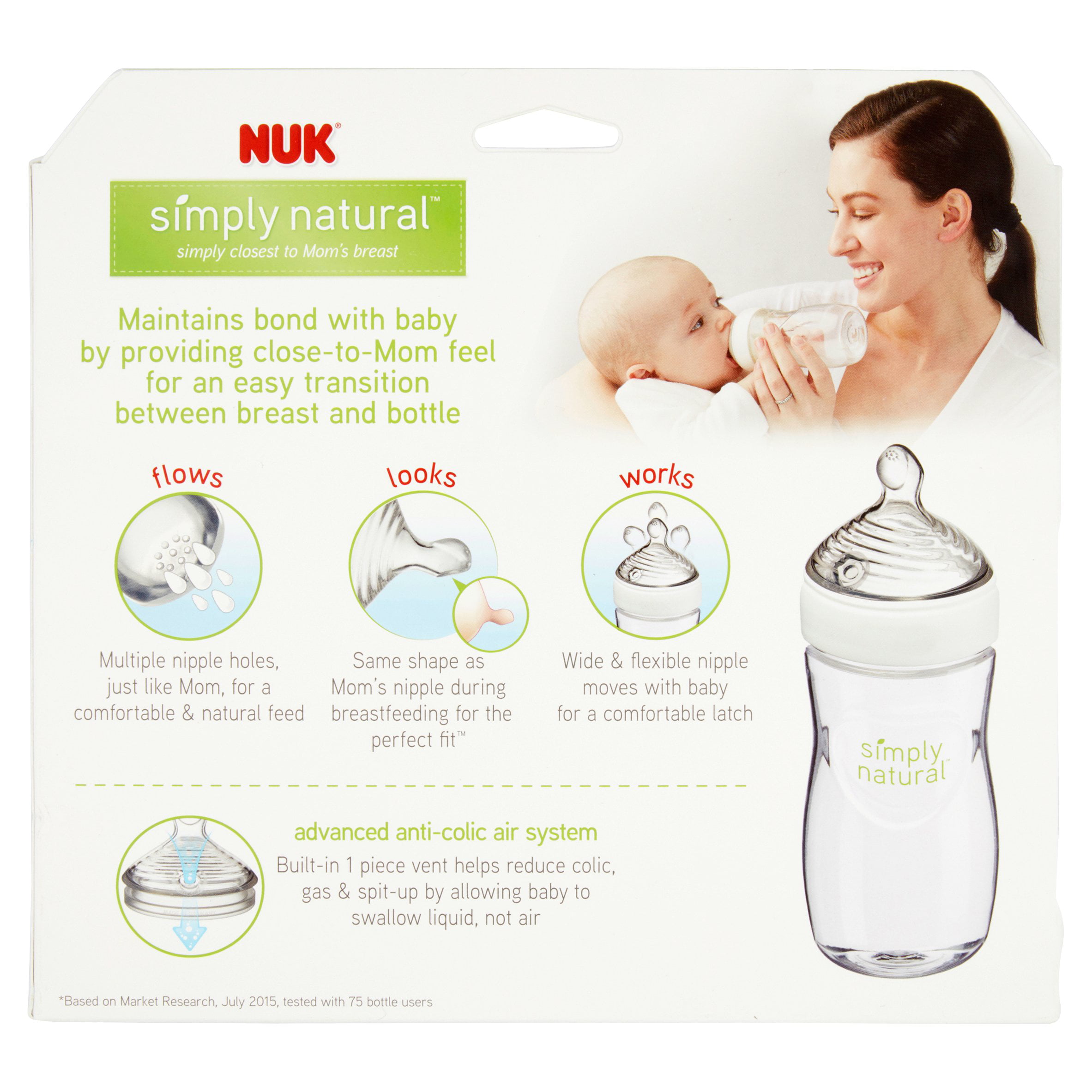Baby Feeding Nuk Simply Natural Bottle 9 Ounce 3 Pack Soft Bpa Free Comfort New 